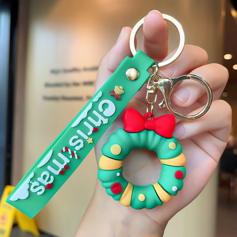 Wholesale Christmas Series Cartoon Elk Socks Silicone Keychain